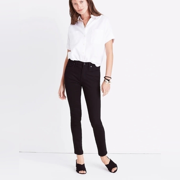 Madewell Tall 9" Mid-Rise Skinny Jeans in ISKO Stay Black - Picture 1 of 9